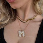 Pavé Bubble Initial Necklace with Sparkling Letter