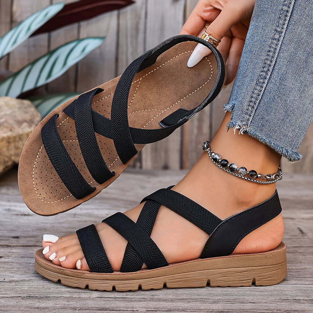 Sandalias con tiras cruzadas y suela gruesa antideslizante