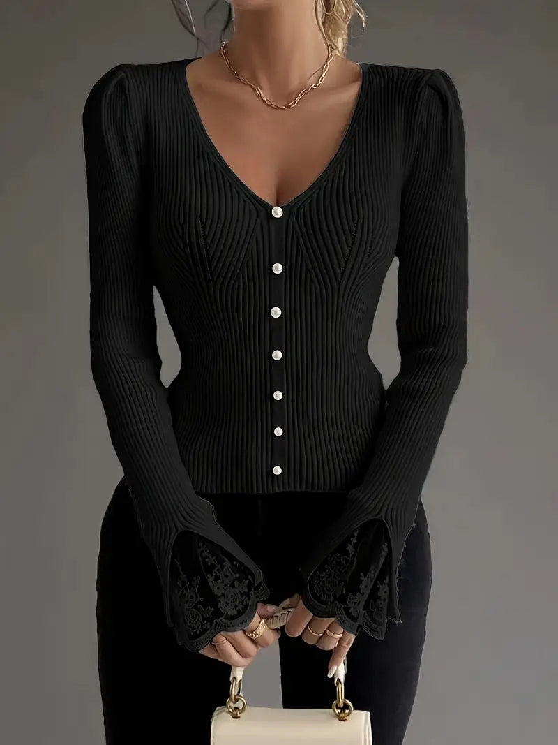 Floral V-Neck Jumper with Soft Handle