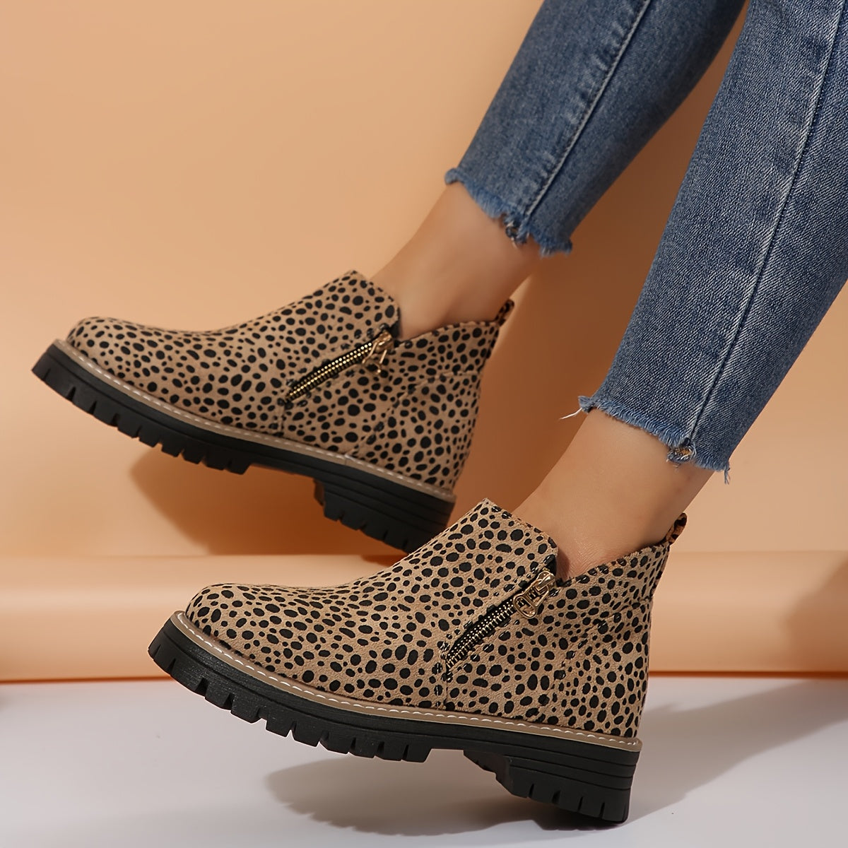 Ankle Boots with Side Zip and Sturdy Outsole