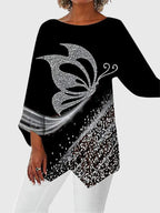 Printed Crew Neck Top with Breathable Handle