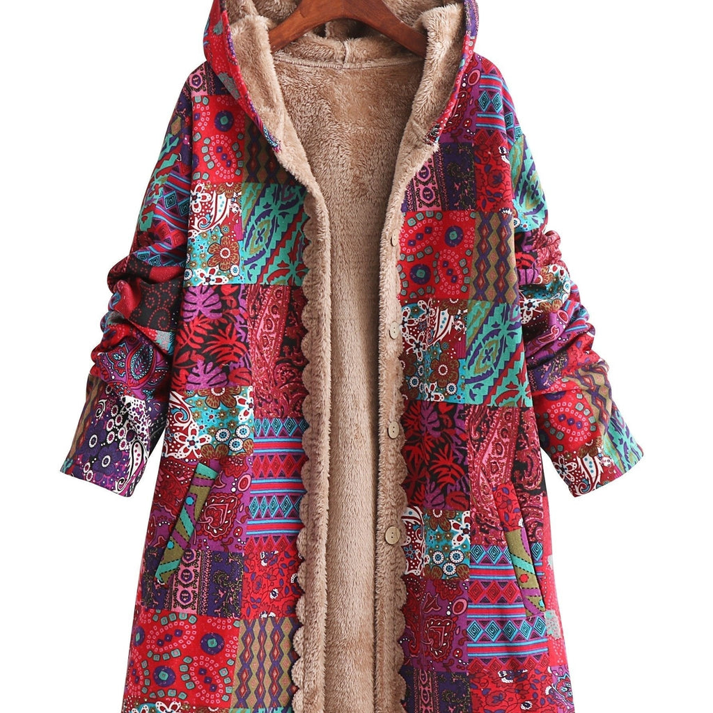 Patchwork Hooded Jacket with Lined Interior