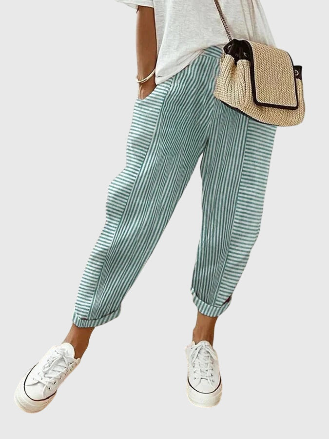 Relaxed Trousers with Elasticated Waist and Pockets