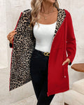 Leopard Print Coat with Drawstring and Zip Front