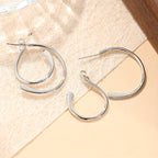 Vintage Patchwork Earrings in Silver Colour with Mixed Textures