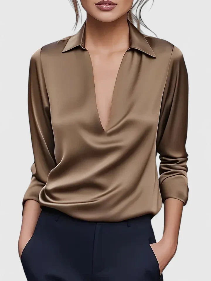 V-Neck Blouse with Elongating Neckline