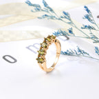 Olive Green Cubic Zirconia Ring with Vintage-Style Setting
