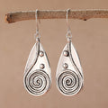 Vintage Spiral Teardrop Sun Earrings in Silver Colour