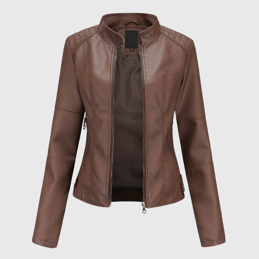 Leather Look Jacket with Classic Cut