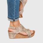 Wedge Sandals with Buckle Strap and Cushioned Footbed