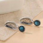 Vintage Oval Drop Earrings in Silver Colour with Graceful Shape