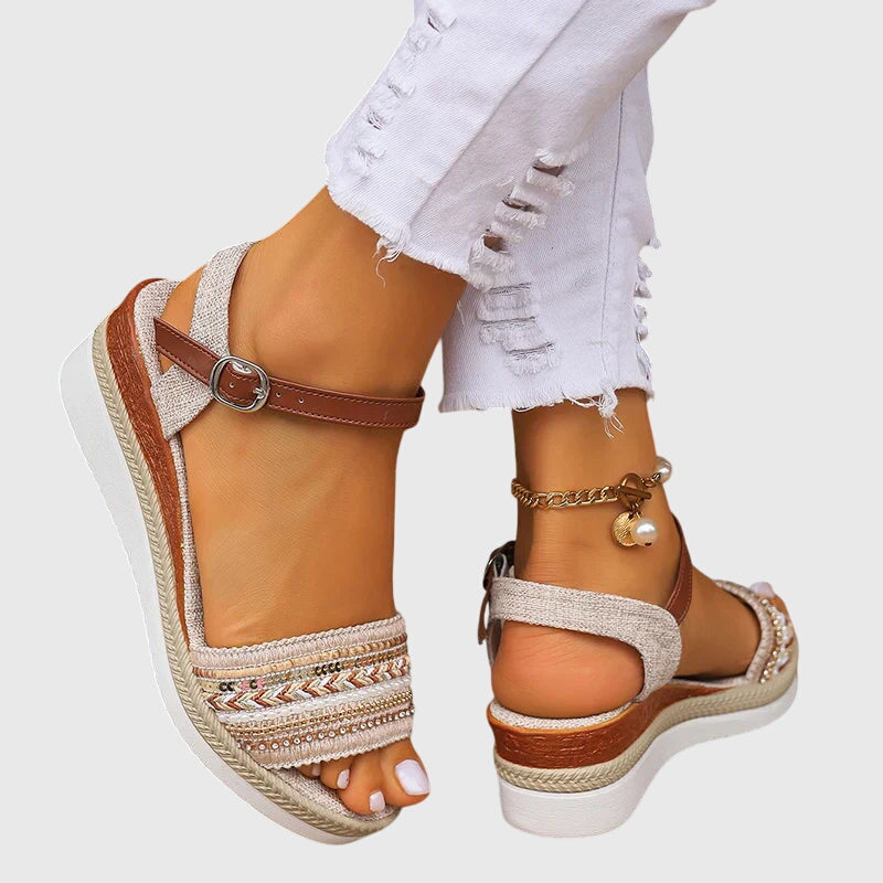 Slip in-sommarsandaler med ankelrem