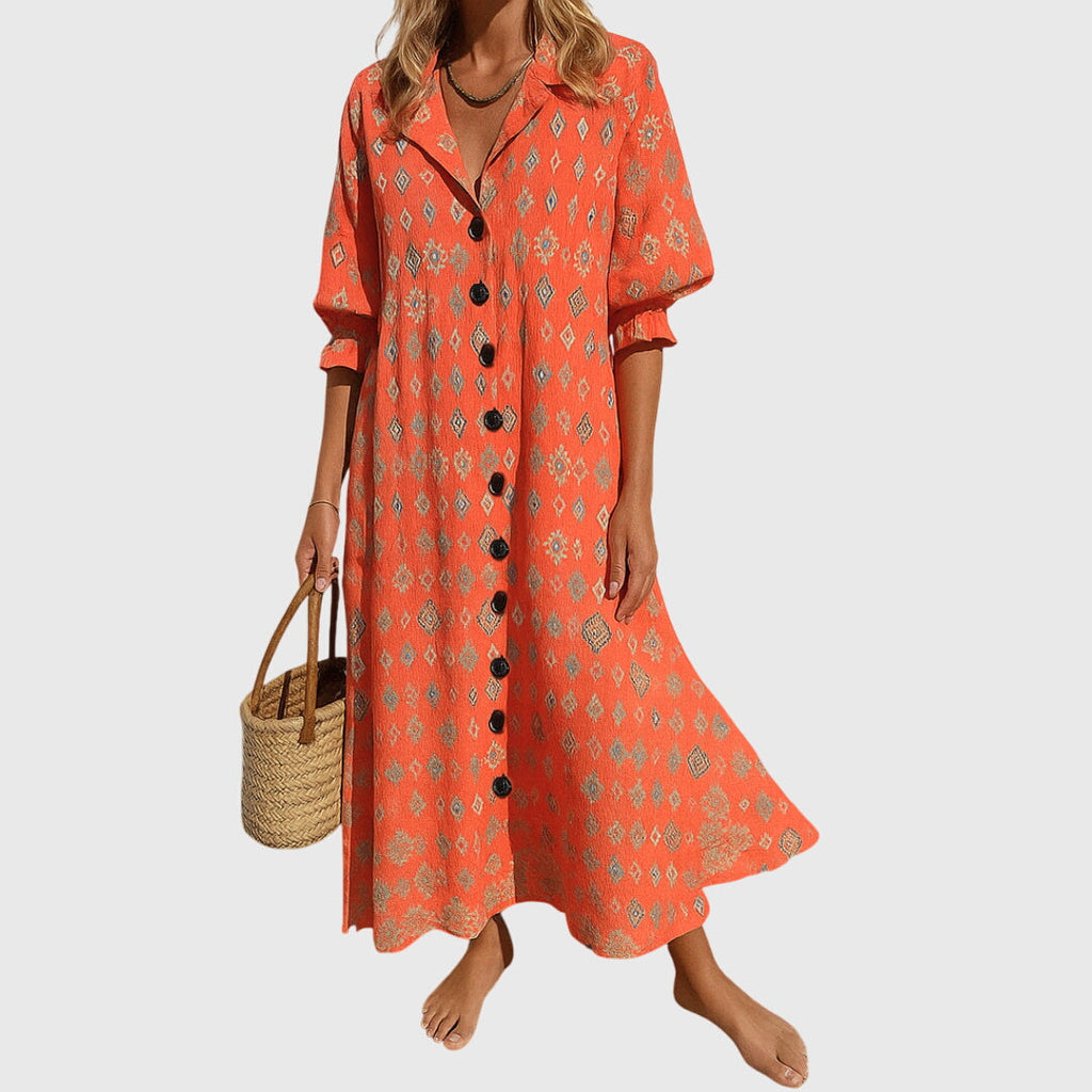 Boho Maxi Dress with Delicate Pattern and Lace Accents