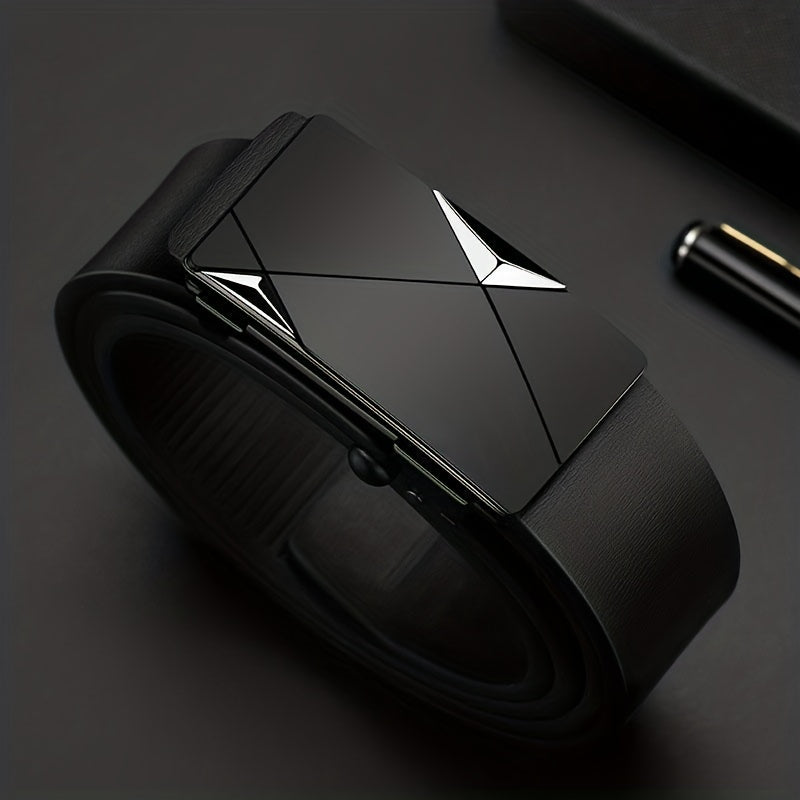 Faux Leather Belt with Automatic Buckle