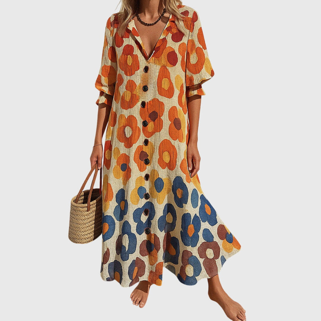 Boho Maxi Dress with Delicate Pattern and Lace Accents