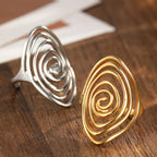 Sculptural Spiral Statement Ring in Gold Colour with Bold Curves