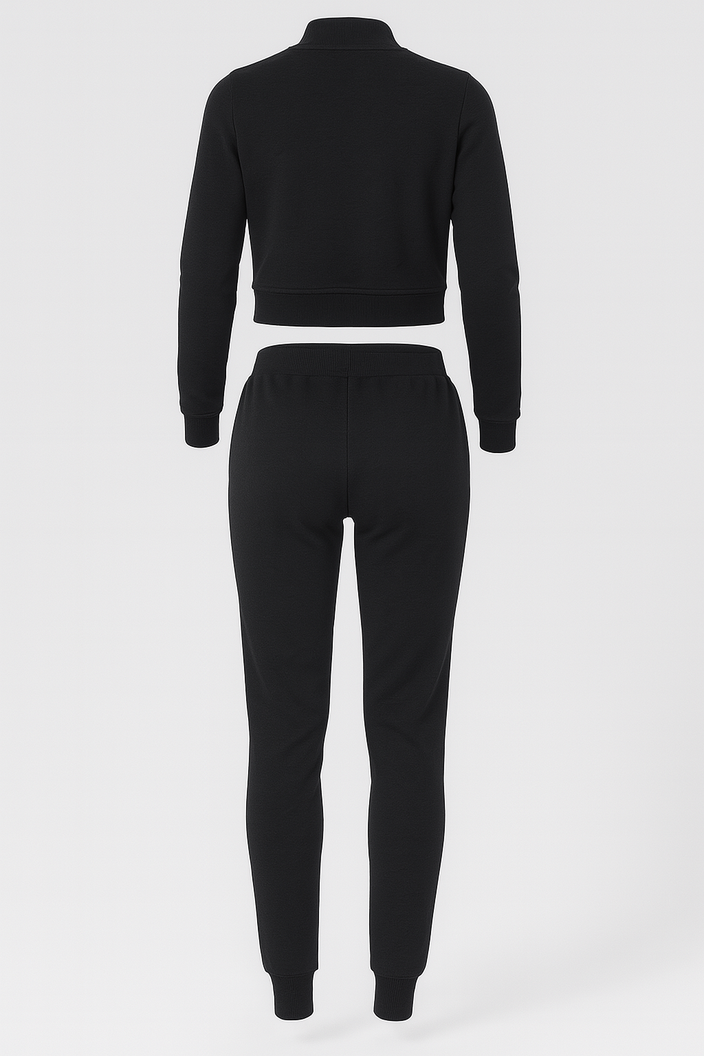 Zip-Up Tracksuit Set with Ribbed Cuffs and Joggers