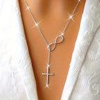 Simple Infinity Cross Short Necklace in Gold Colour