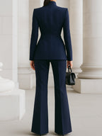 Tailored Blazer Set with Wide Leg Trousers