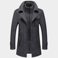 Long Double-Layer Winter Coat with a Styled Collar for Men