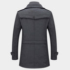 Long Double-Layer Winter Coat with a Styled Collar for Men