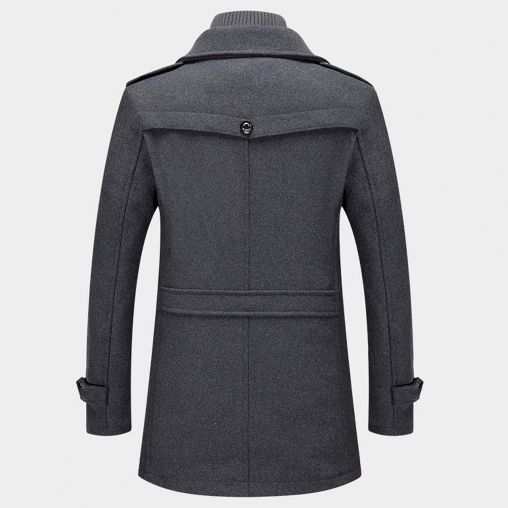 Long Double-Layer Winter Coat with a Styled Collar for Men