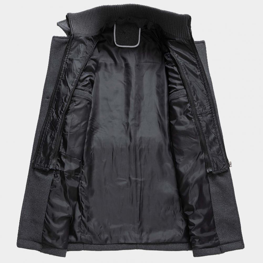 Long Double-Layer Winter Coat with a Styled Collar for Men