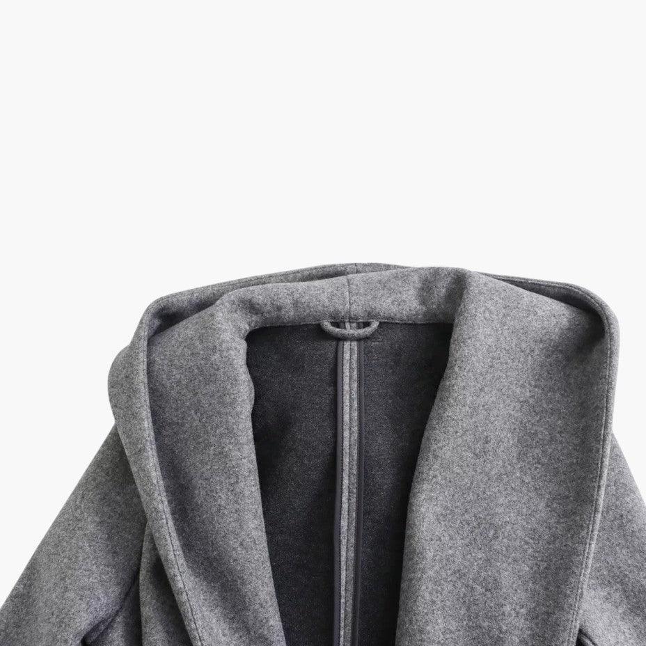 Hooded Trench Coat with Belted Waist and Button Fastening