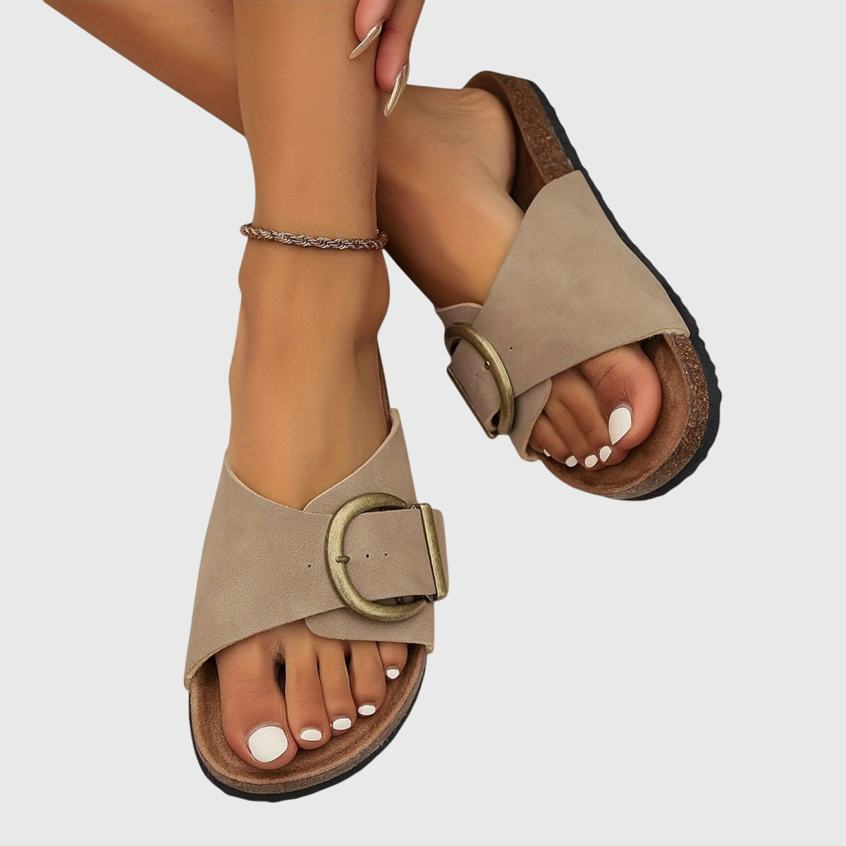 Buckle Strap Sandals with Slip-Resistant Sole