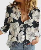 Cotton Linen Button Down Blouse with Relaxed Fit