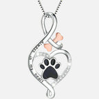 Paw and Heart Pendant Necklace with Bone Charm for Dog Lovers