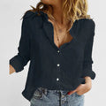 Cotton Linen Button Down Blouse with Relaxed Fit