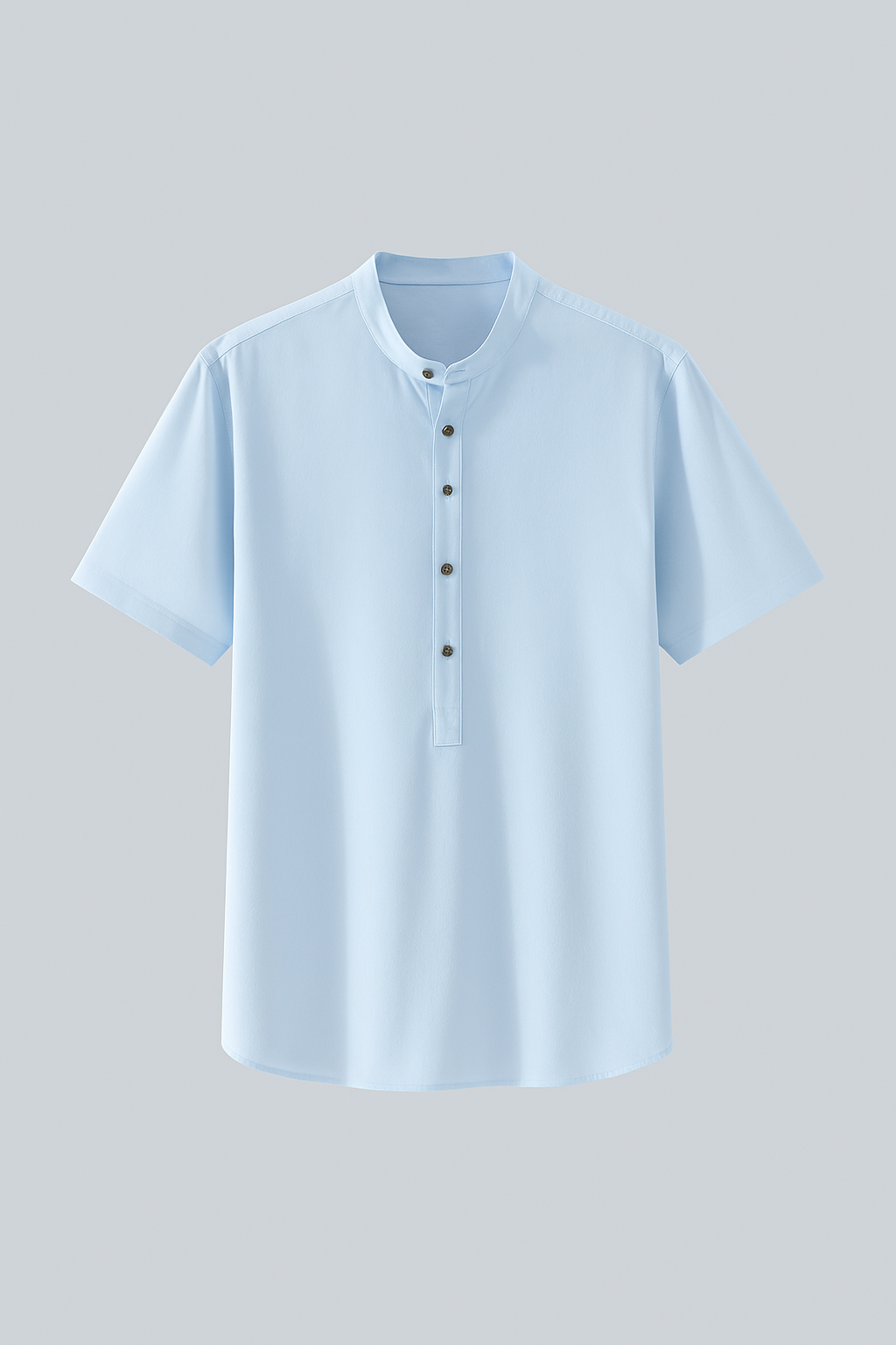 Camisa de lino de manga corta con cuello mao para hombre