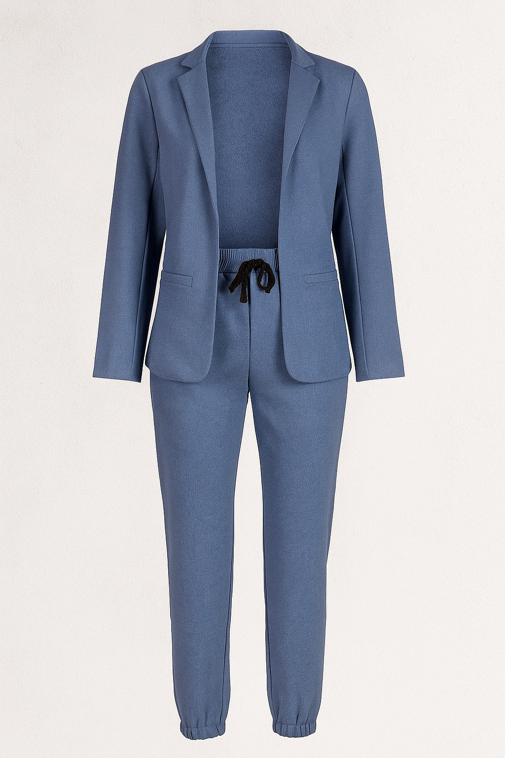 Skräddad blazer och joggingbyxor med dragsko, tvådelat set