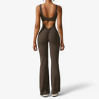 Flowing V-Back Jumpsuit with Relaxed Wide-Leg Fit