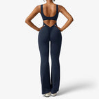Flowing V-Back Jumpsuit with Relaxed Wide-Leg Fit