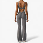 Flowing V-Back Jumpsuit with Relaxed Wide-Leg Fit