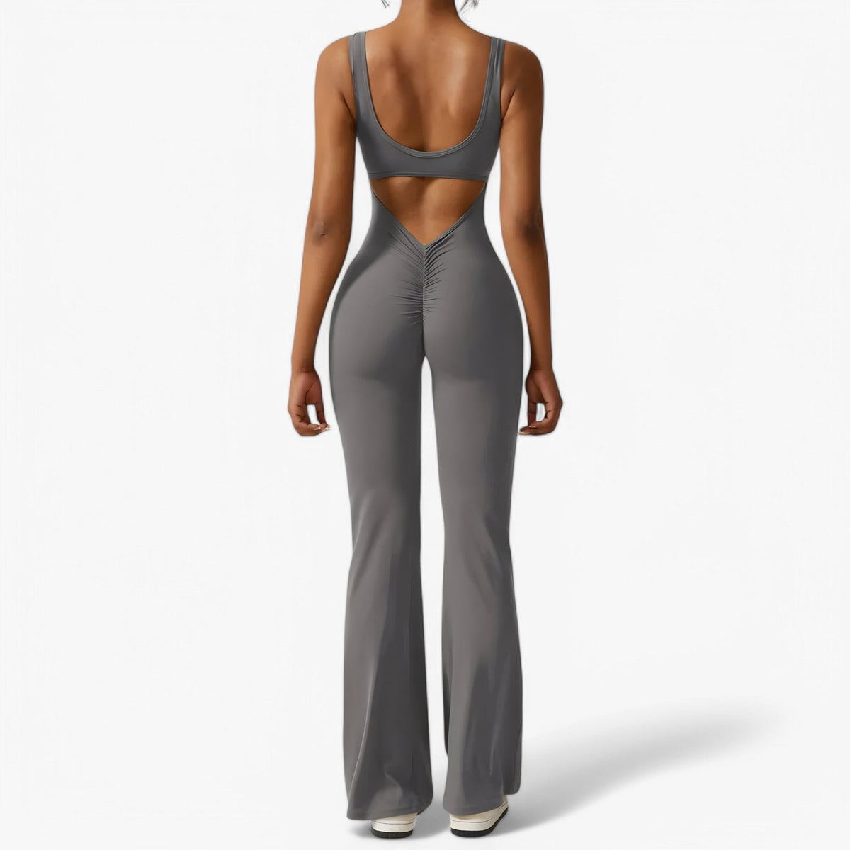 Flowing V-Back Jumpsuit with Relaxed Wide-Leg Fit