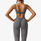 Flowing V-Back Jumpsuit with Relaxed Wide-Leg Fit