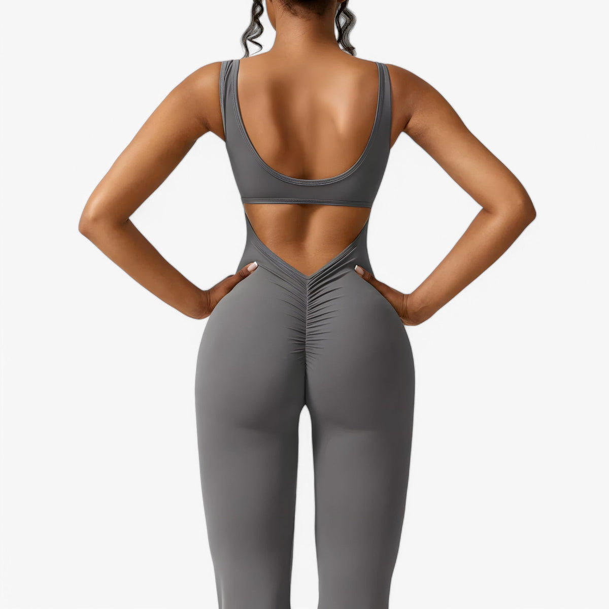 Flowing V-Back Jumpsuit with Relaxed Wide-Leg Fit