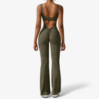 Flowing V-Back Jumpsuit with Relaxed Wide-Leg Fit