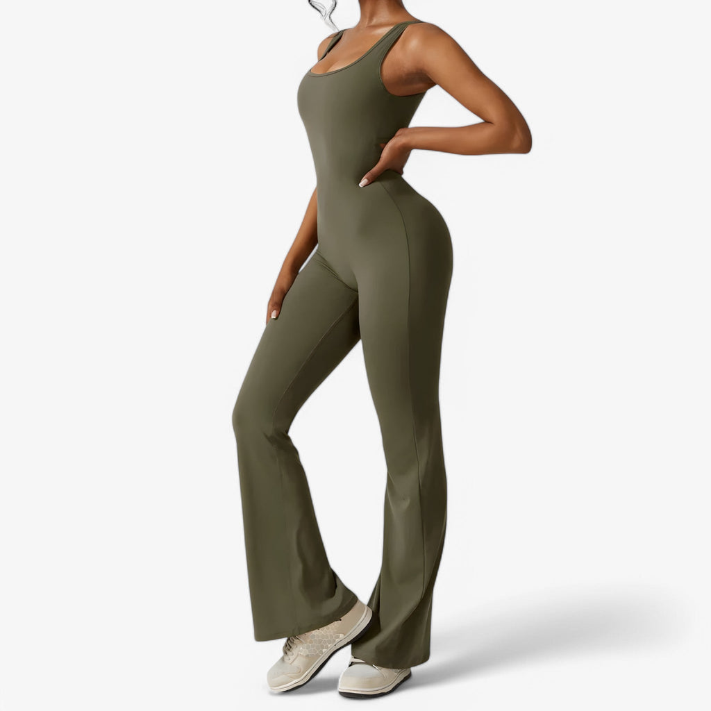 Flowing V-Back Jumpsuit with Relaxed Wide-Leg Fit