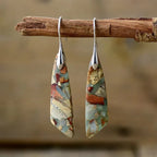 Geometric Gemstone Drop Earrings with Refined Lines