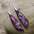 Geometric Gemstone Drop Earrings with Refined Lines