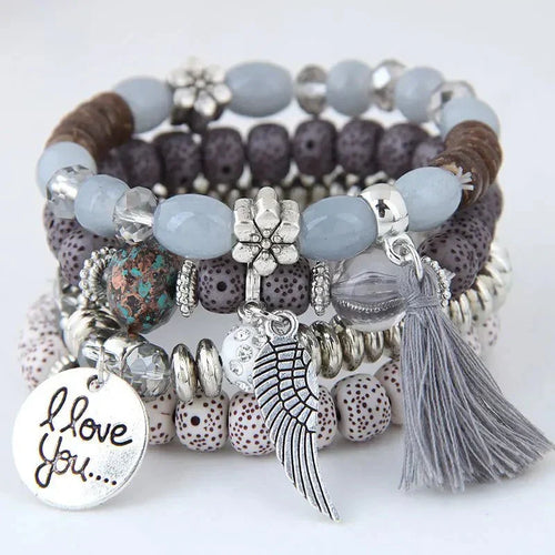 Bohemian Charm Bead Wrap Bracelet with Layered Look
