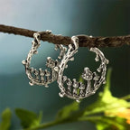 Bohemian Gothic Mushroom Drop Earrings with Nature Detail