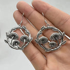 Bohemian Gothic Mushroom Drop Earrings with Nature Detail
