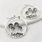 Bohemian Gothic Mushroom Drop Earrings with Nature Detail