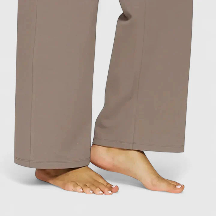 Straight Leg Trousers with Elasticated Waist and Pockets