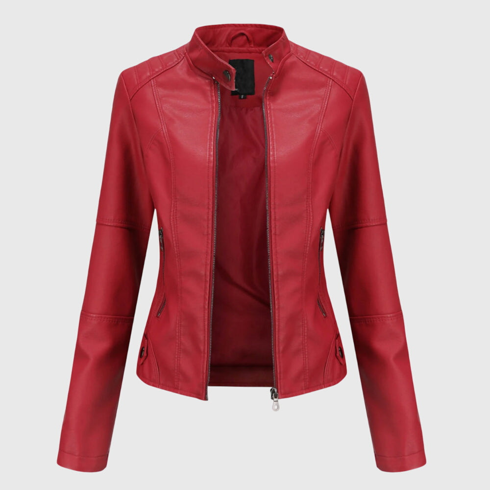 Leather Look Jacket with Classic Cut